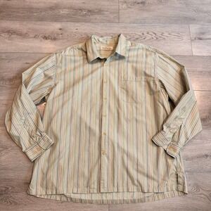 Tommy Bahama Mens Striped Button Down Shirt Long Sleeve XXLarge XXL Green‎